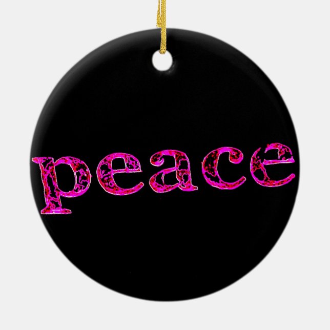 Ornamento De Cerâmica rosa na paz negra (Traseira)