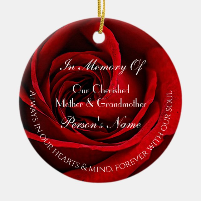 Ornamento De Cerâmica Rosa Ornament por HAMbyWG (Frente)