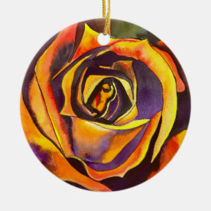 Ornamento De Cerâmica Rosa ouro Art