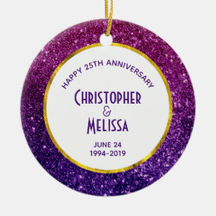 Ornamento De Cerâmica Rosa & pedras preciosas Sparkling roxas do brilho