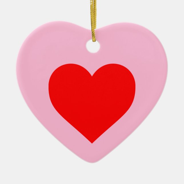 Ornamento De Cerâmica Rosa Romântico Vermelho Pastel Rosa (Frente)