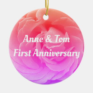 Ornamento De Cerâmica Rosa Rosa, Ornamenta de Aniversário de Casamento