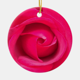 Ornamento De Cerâmica Rosa Rosa Vermelha Romântica