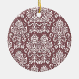 Ornamento De Cerâmica Rosa Taupe Victorian Damask