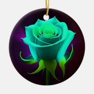Ornamento De Cerâmica Rosa Verde Neon