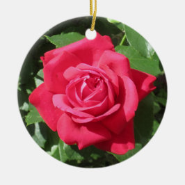Ornamento De Cerâmica Rosa Vermelha