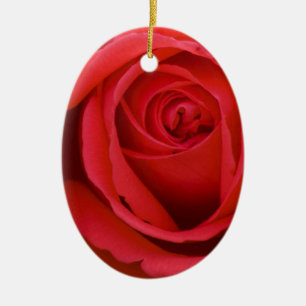 Ornamento De Cerâmica Rosa vermelha alegre bonita