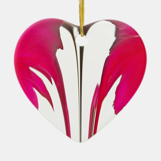 Ornamento De Cerâmica Rosa vermelha fantástica do chic sob o céu branco. (Frente)