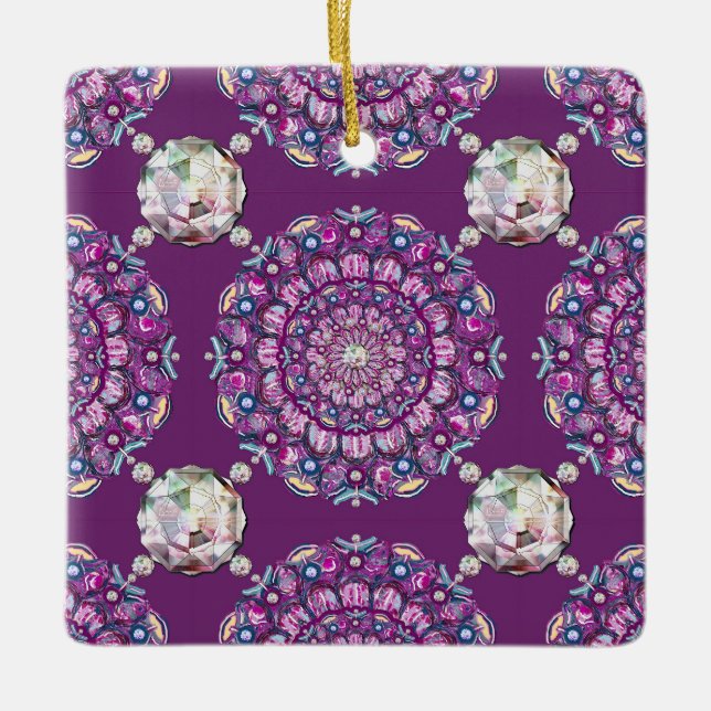 Ornamento De Cerâmica Rosace vermelho cardinal (Frente)