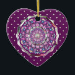 Ornamento De Cerâmica Rosace vermelho cardinal<br><div class="desc">Desenho de uma janela de vidro manchado de uma velha Catedral Europeia: uma janela de rosa, com toques de uma grande variedade de cores, incluindo tons de rosa e vermelho cardeal, sobre um fundo vermelho cardeal. Inlay de rochas brancas (desenhada). Este motivo também está disponível em azul profundo nas minhas...</div>