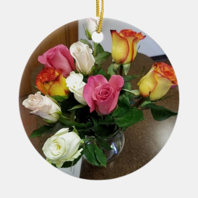 Ornamento De Cerâmica Rosas (Frente)