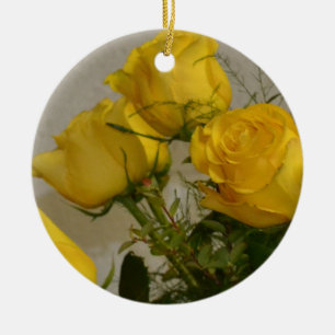 Ornamento De Cerâmica Rosas Amarelas
