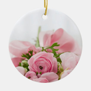 Ornamento De Cerâmica Rosas de Casamento Rosa