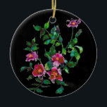 Ornamento De Cerâmica Rosas de cor de água magenta, cor-de-rosa, elegant<br><div class="desc">Uma pintura original,  cor-de-água,  cor-de-rosa-escuro,  rosa-escuro - um toque de elegância floral de Verão-</div>