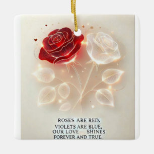 Ornamento De Cerâmica Rosas de Luz e Amor