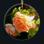 Ornamento De Cerâmica Rosas de Pêssego do País<br><div class="desc">Rosas coloridas de pêssego da moda romântica - foto de H Cooper</div>