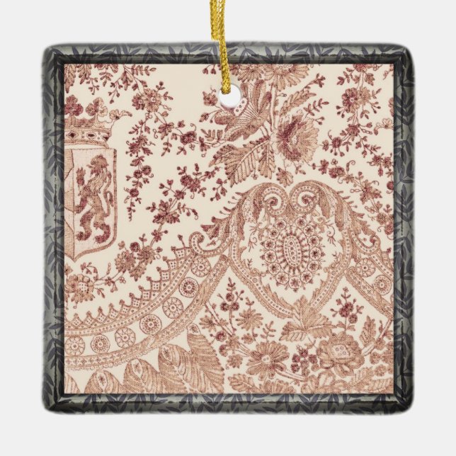 Ornamento De Cerâmica Rosas de rendas rosa (Frente)