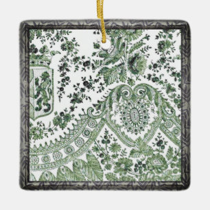 Ornamento De Cerâmica Rosas de rendas verdes