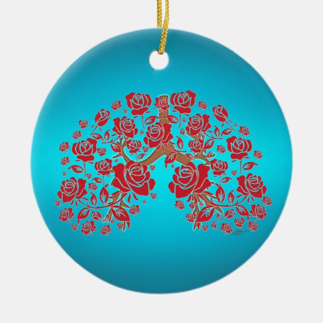 Ornamento De Cerâmica Rosas e esperança (Frente)