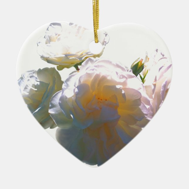 Ornamento De Cerâmica Rosas esbranquiçados de cor laranja esbranquiçada (Frente)