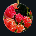 Ornamento De Cerâmica Rosas florais cor-de-laranja-rosa Elegante<br><div class="desc">jardim de rosa de coral romântico - foto de H cooper</div>