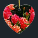 Ornamento De Cerâmica Rosas florais cor-de-laranja-rosa Elegante<br><div class="desc">jardim de rosa de coral romântico - foto de H cooper</div>
