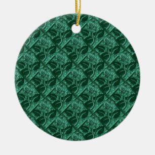 Ornamento De Cerâmica Rosas Metálicos 19-Jade-Verde-Cerâmica
