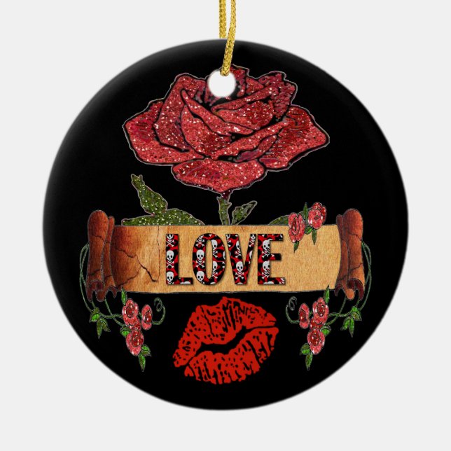 Ornamento De Cerâmica ROSAS RAIB Rockabilly, Love & Lipstick (Frente)