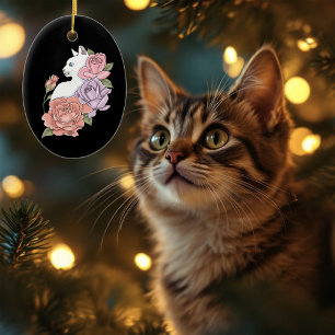 Ornamento De Cerâmica Rosas rosa-Lavanda de pêssego brancas