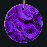 Ornamento De Cerâmica rosas roxas violetas românticas, buquê de rosa bon<br><div class="desc">rosa violeta romântico roxo, fotografia rosa bonito</div>