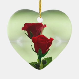 Ornamento De Cerâmica Rosas vermelhas de amor do Twin Flame