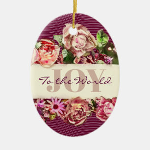Ornamento De Cerâmica Rosas Vintage personalizáveis, alegria Bonito ao 