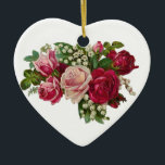Ornamento De Cerâmica Rosas vitorianas clássicas Lily do Vale Romance<br><div class="desc">Belo design de colheita ideal para ocasiões Dias de as mães ou românticas.</div>