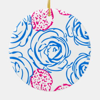 Ornamento De Cerâmica Roses pink and blue