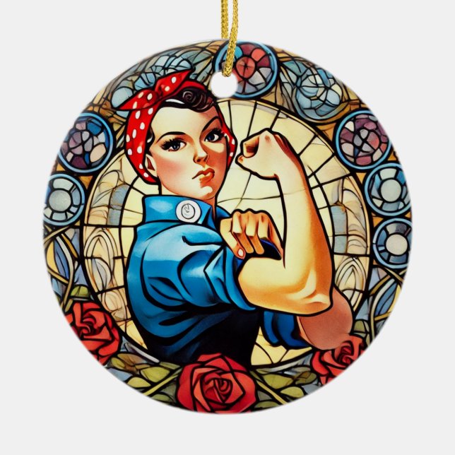 Ornamento De Cerâmica Rosie the Riveter (Frente)