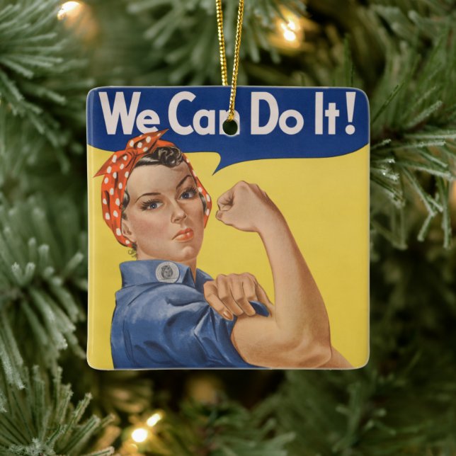 Ornamento De Cerâmica Rosie the Riveter: Forte Empoderamento feminino (Árvore)