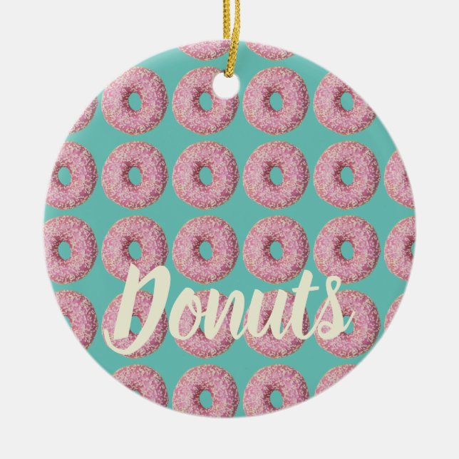 Ornamento De Cerâmica Rosquinha Padrão Vegan para Dente Doce Vegetariana (Frente)