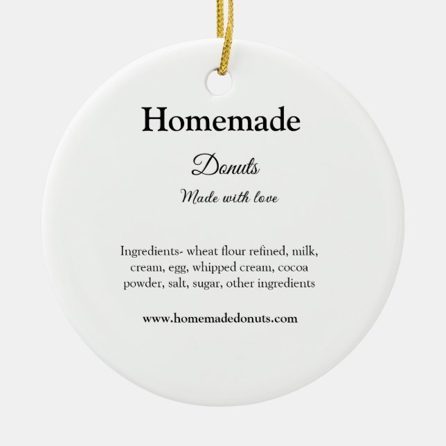 Ornamento De Cerâmica Rosquinhas caseiras feitas com amor adicionar text (Frente)