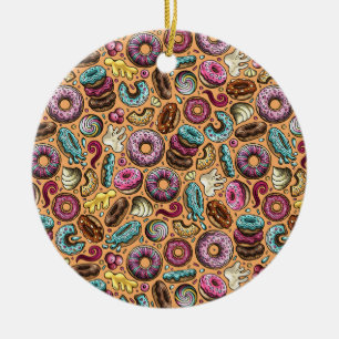 Ornamento De Cerâmica Rosquinhas com padrão Sprinkles