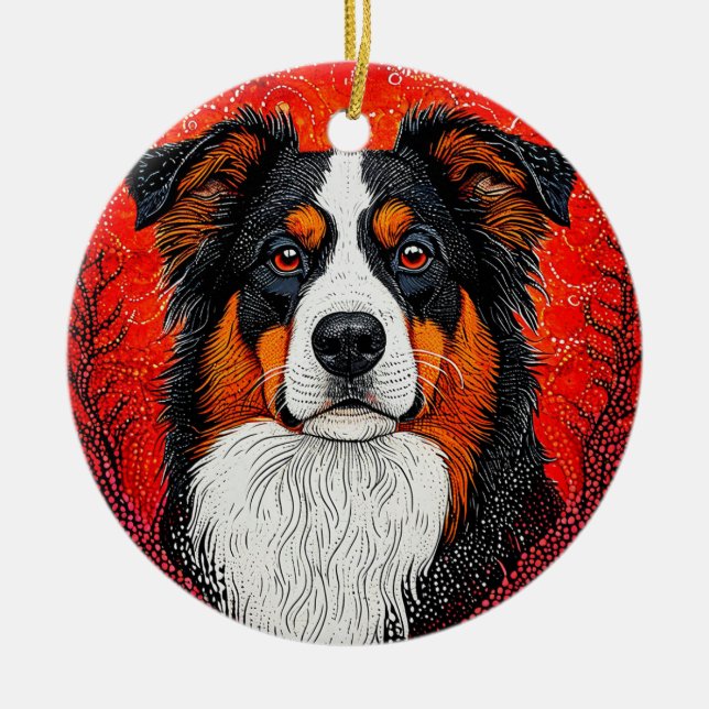 Ornamento De Cerâmica Rosto de cachorro fofo (Frente)