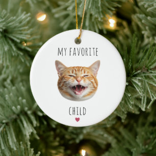 Ornamento De Cerâmica Rosto de Gato Personalizado do Filho Favorito Engr