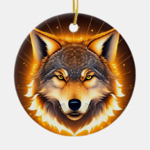 Rosto de Lobo Radiante Iluminado por Luz Dourada