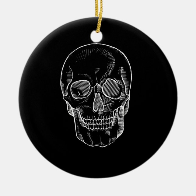 Ornamento De Cerâmica Rosto do esqueleto (Frente)