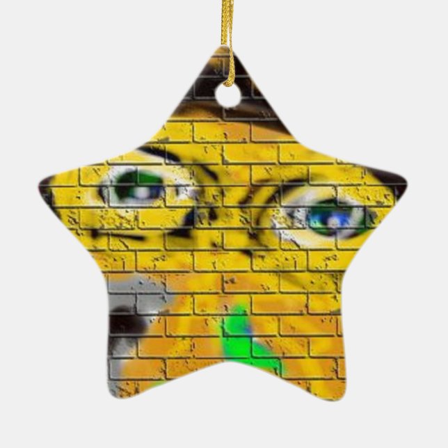 Ornamento De Cerâmica Rosto do velho Wise Biker, Arte de Grafite (Verso)