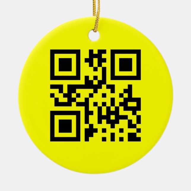 Ornamento De Cerâmica ☐ Rosto Feliz Sorrindo Emoji — Código QR (Frente)