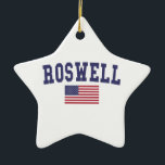 Ornamento De Cerâmica Roswell GA EUA Flag<br><div class="desc">USA Flag Roswell GA t shirts. Camisas de design superior,  fatos de Criança,  Magnets,  entre outros produtos. Excelente ideia de presente.</div>