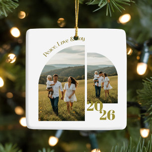 Ornamento De Cerâmica Roteiro de duas fotos personalizadas para família