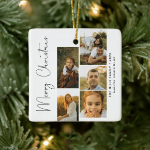 Ornamento De Cerâmica Roteiro de Natal Alegre Minimalista Família 5 Foto