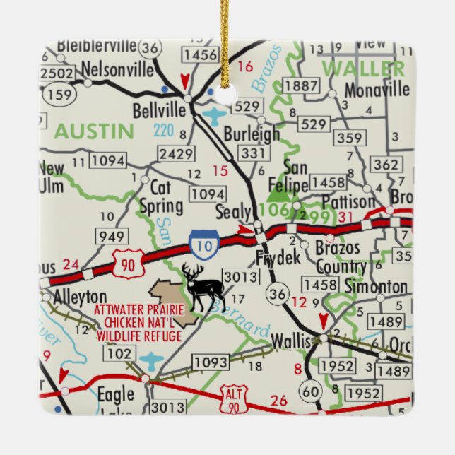 Ornamento De Cerâmica Roteiro de Sealy TX (Verso)