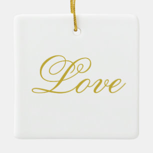 Ornamento De Cerâmica Roteiro Dourado Branco Vermelho Amor Casamento Cal